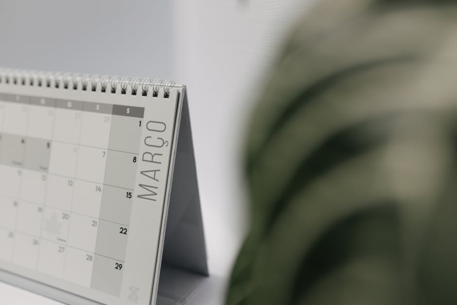 A weekly planner open on a wooden table with handwritten notes, warm afternoon light