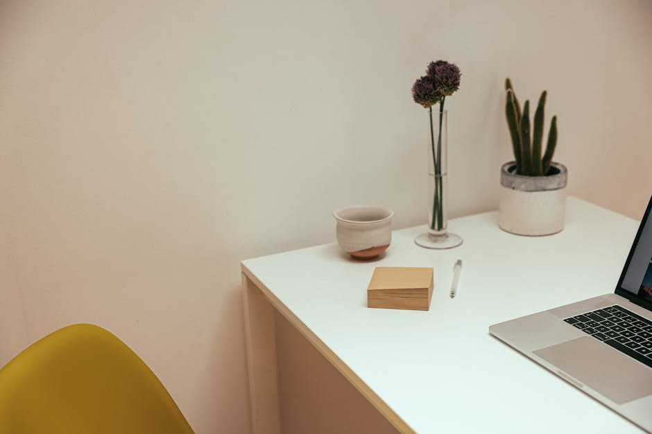 A clean, peaceful workspace with natural light and no clutter