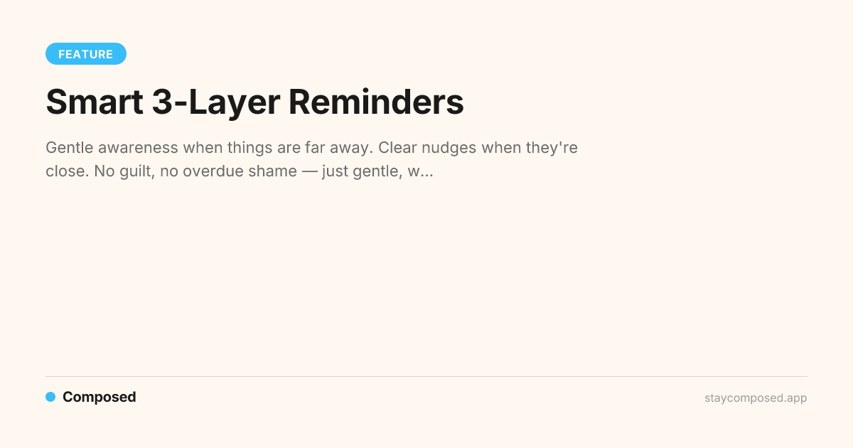 Smart 3-Layer Reminders — Composed for iPhone